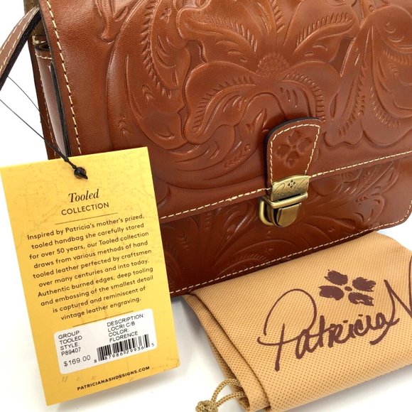 Patricia Nash Locri Tooled Leather Crossbody Florence Brown P89407 NWT $169 - Picture 5 of 6